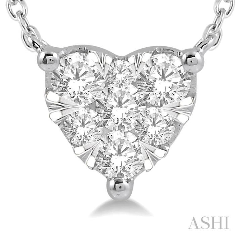 1/3 ctw Lovebright Diamond Heart Pendant With Chain in 14K White Gold