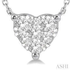1/3 ctw Lovebright Diamond Heart Pendant With Chain in 14K White Gold