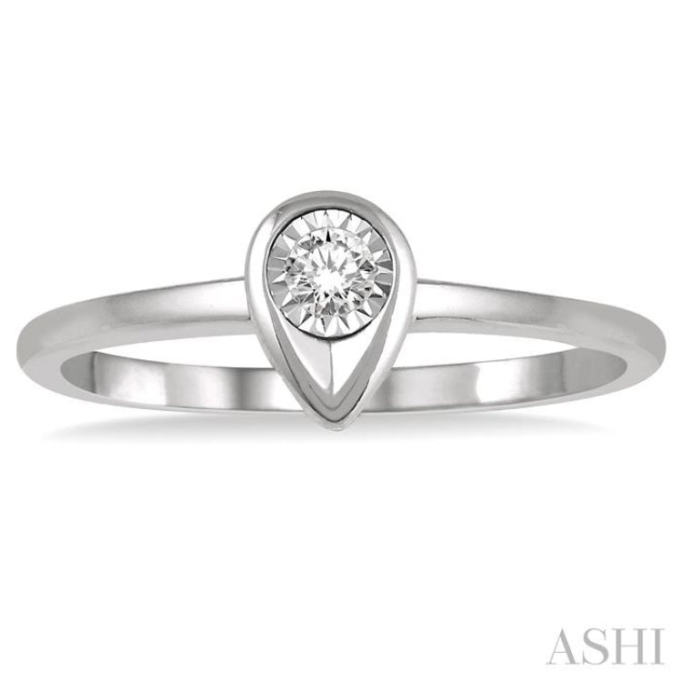 1/50 ctw Pear Shape Round Cut Diamond Promise Ring in 10K White Gold