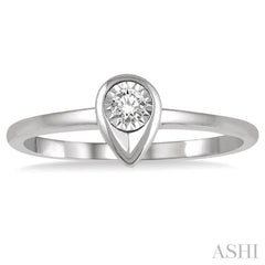 1/50 ctw Pear Shape Round Cut Diamond Promise Ring in 10K White Gold