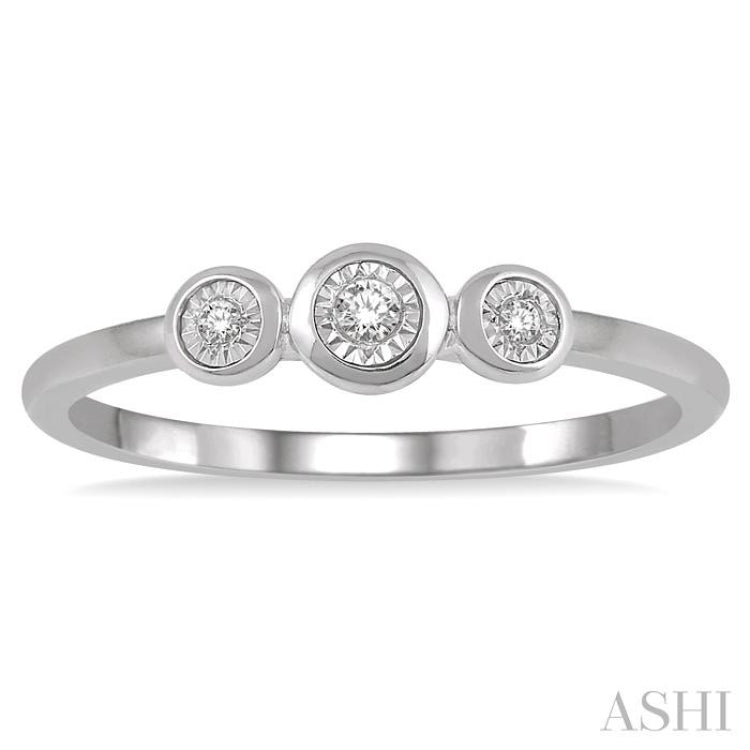 1/20 ctw Triple Circle Round Cut Diamond Promise Ring in 10K White Gold