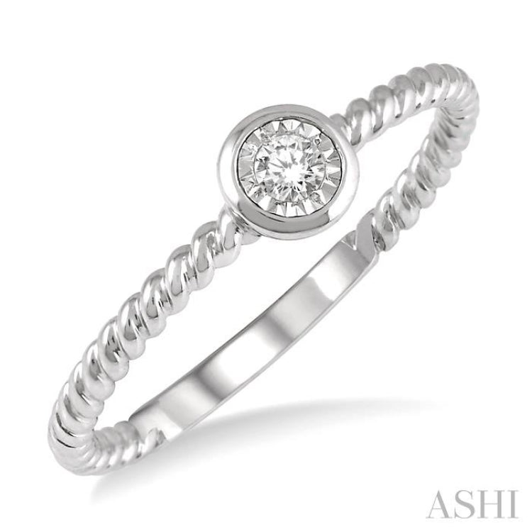 1/50 ctw Round Cut Diamond Promise Ring in Twirl Cut 10K White Gold