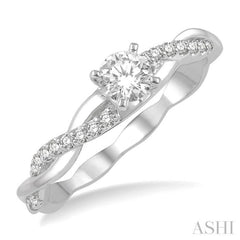 1/10 ctw Round Center Semi-Mount Diamond Engagement Ring in 14K White Gold