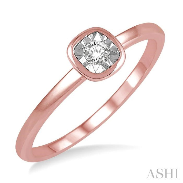 1/50 ctw Square Curve Edge Round Cut Diamond Promise Ring in 10K Rose Gold