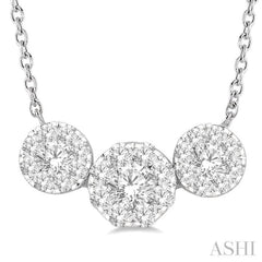 3/4 ctw 3-Stone Lovebright Round Cut Diamond Necklace in 14K White Gold