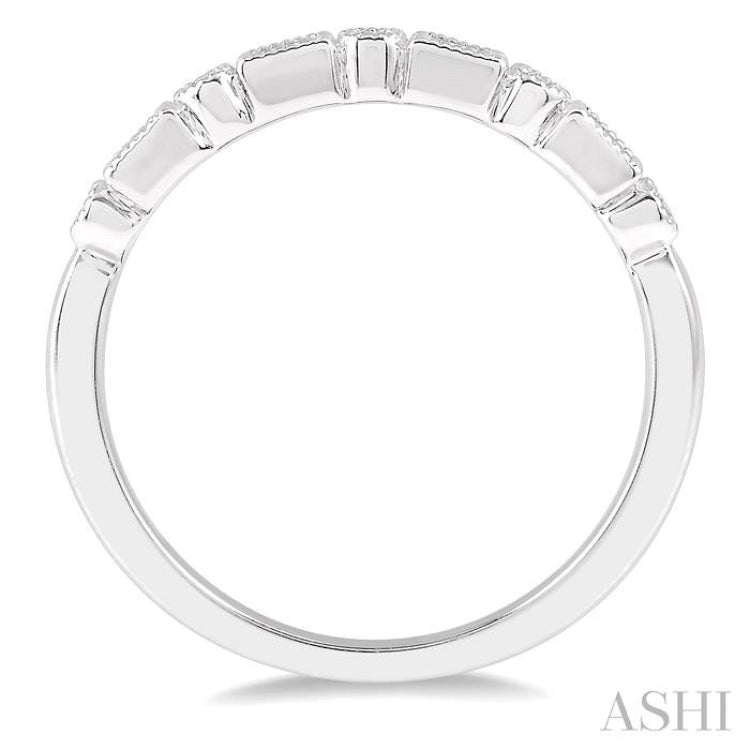 1/10 ctw Lattice Baguette and Round Cut Diamond Stackable Band in 14K White Gold