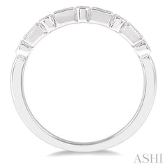 1/10 ctw Lattice Baguette and Round Cut Diamond Stackable Band in 14K White Gold