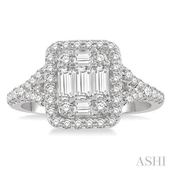 1 ctw Baguette & Round Cut Fusion Diamond Ring in 14K White Gold