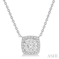 1/3 ctw Cushion Shape Lovebright Diamond Pendant With Chain in 14K White Gold