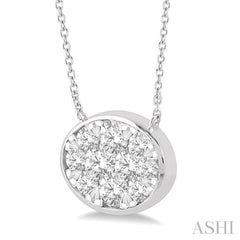 1/2 ctw Oval Shape Lovebright Diamond Pendant With Chain in 14K White Gold