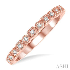1/10 ctw Square & Circular Mount Round Cut Diamond Stackable Band in 14K Rose Gold