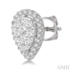 1 ctw Pear Shape Lovebright Diamond Stud Earrings in 14K White Gold