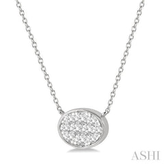 1/3 ctw Oval Shape Lovebright Diamond Pendant With Chain in 14K White Gold