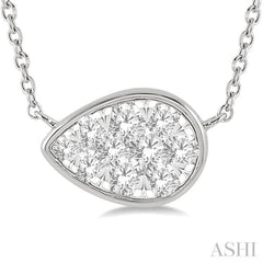 1/3 ctw Pear Shape Lovebright Diamond Pendant With Chain in 14K White Gold