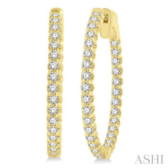 1.00 ctw Inside-Out Round Cut Diamond Hoop Earrings in 14K Yellow Gold