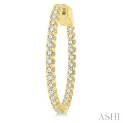 1.00 ctw Inside-Out Round Cut Diamond Hoop Earrings in 14K Yellow Gold