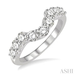 1 ctw U-Drop Round Cut Diamond Wedding Band in 14K White Gold