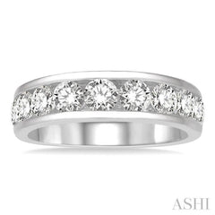 2 Ctw Channel Set 11 Stone Round Cut Diamond Wedding Band in 14K White Gold
