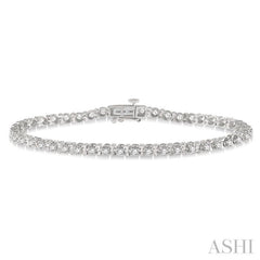 2 Ctw Round Cut Diamond Tennis Tulip Bracelet in 14K White Gold