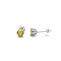 6 Prong CZ Stud (SILVER) - Citrine