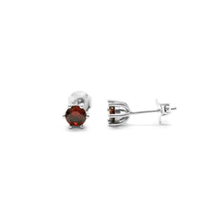 6 Prong CZ Stud (SILVER) - Garnet