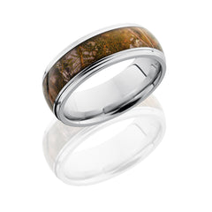 Cobalt Chrome 8mm Domed Band with Grooved Edges and 5mm King's Mountain Shadow Camo inlay