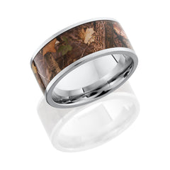 Cobalt Chrome 10mm Flat Band with 8mm King's Woodland Camo inlay