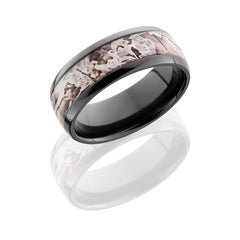 Zirconium 8mm Domed Band with 5mm King's Snow Camo inlay