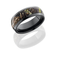 Zirconium 8mm Domed Band with 5mm Mossy Oak Obsession Camo inlay