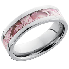 Titanium 6mm Flat Band with 3mm King's Pink Camo inlay