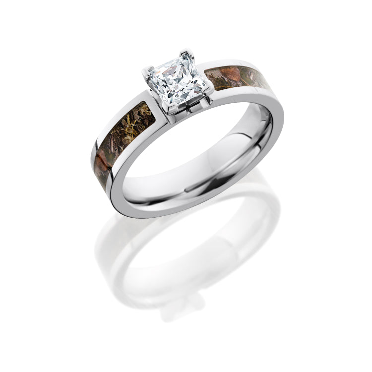 Cobalt Chrome 5mm Flat Band with 3mm King's Mountain Shadow Camo inlay and .75ct CZ