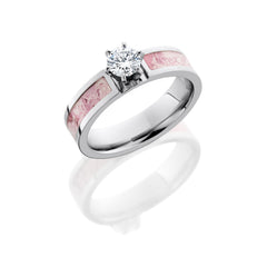 Cobalt Chrome 5mm Flat Band with 3mm King's Pink Camo inlay and .50ct CZ