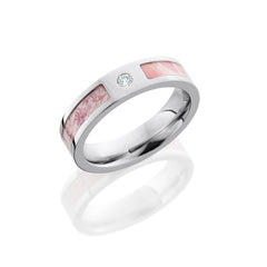 Cobalt Chrome 5mm Flat Band with 3mm King's Pink Camo inlay and .05ct Diamond