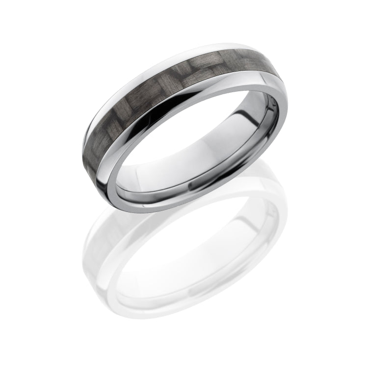 Titanium 6mm Domed Band with 3mm of Carbon Fiber