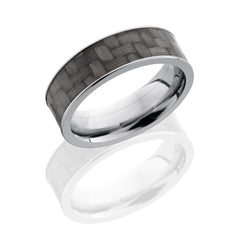 Titanium 7mm Flat Band with 6mm of Carbon Fiber