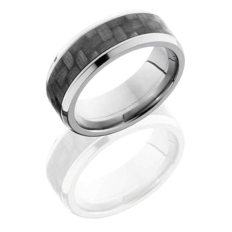 Titanium 8mm Beveled Band with 5m of Carbon Fiber