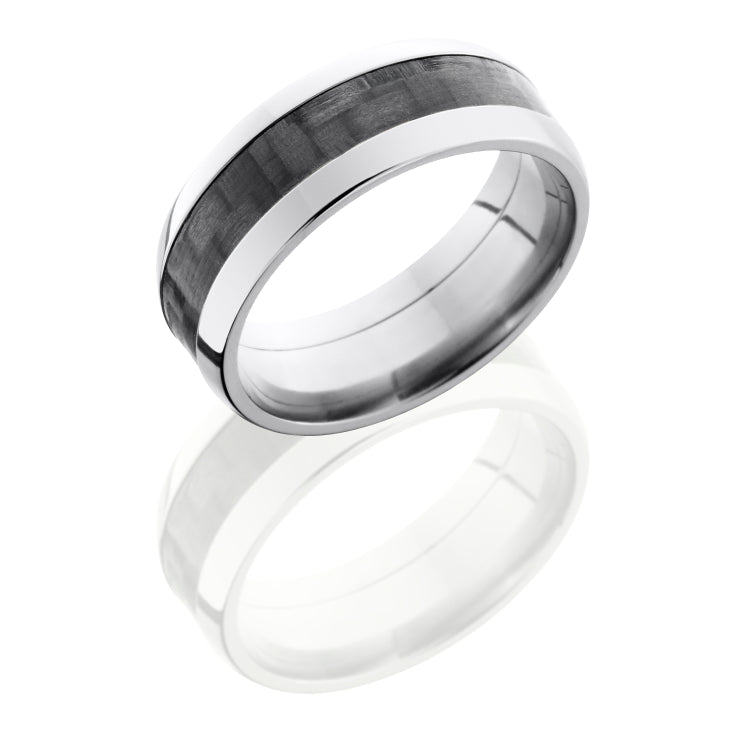 Titanium 8mm Domed Band with 4mm of Carbon Fiber
