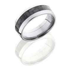 Titanium 8mm Domed Band with 4mm of Carbon Fiber