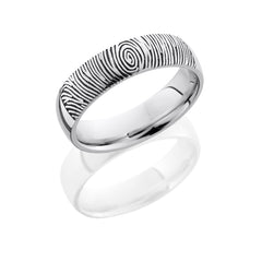 Cobalt Chrome 6mm Domed Band with Customized Laser Carved Fingerprint