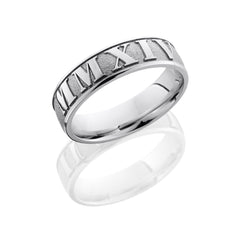 Cobalt Chrome 6mm Domed Band with Customized Laser Carved Roman Numerals