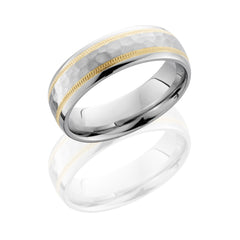 Cobalt Chrome 6mm domed band with 14KY milgrain