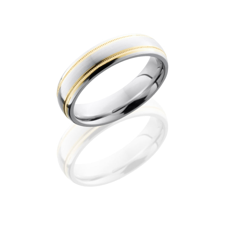 Cobalt Chrome 6mm Domed Band with 2mm Milgrained 14KY