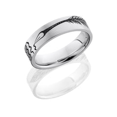 Cobalt Chrome 6mm Flat Band with Feather Pattern