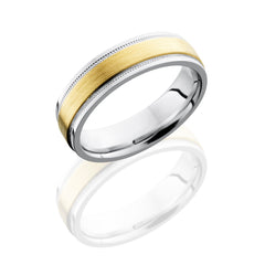 Cobalt Chrome 6mm Flat Band with Grooved Edges and 3mm 14KY
