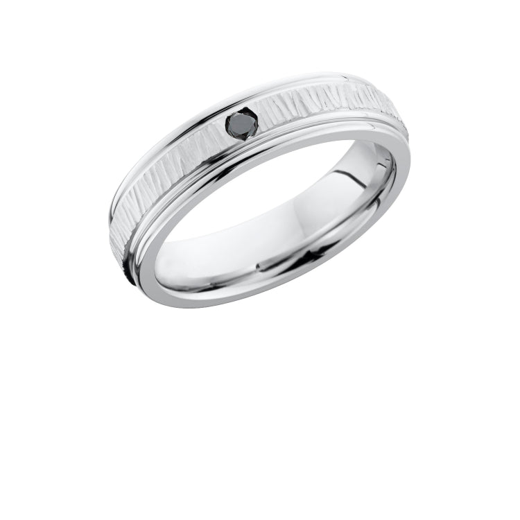 Cobalt Chrome 6mm Flat Band with Rounded Edges and .07ct Black Diamond
