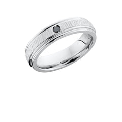 Cobalt Chrome 6mm Flat Band with Rounded Edges and .07ct Black Diamond