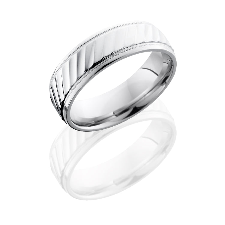 Cobalt Chrome 7mm beveled Band with Striped Pattern