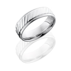 Cobalt Chrome 7mm beveled Band with Striped Pattern