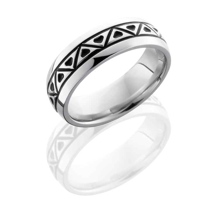 Cobalt Chrome 7mm Domed Band with Triangle Pattern