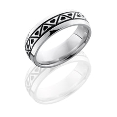 Cobalt Chrome 7mm Domed Band with Triangle Pattern